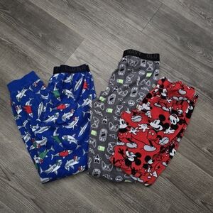 set of 3 pajama bottims Disney Kids Pajama Bottoms - Blue, Gray, and Red size XL